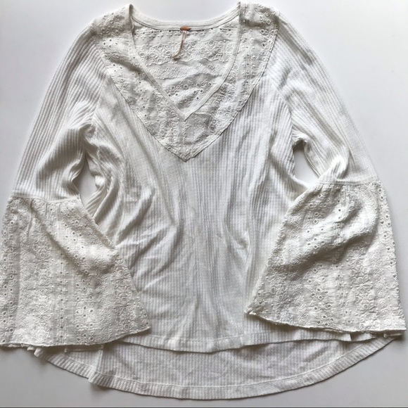 Free People Parisian Nights Thermal Tee NWOT - Picture 2 of 5